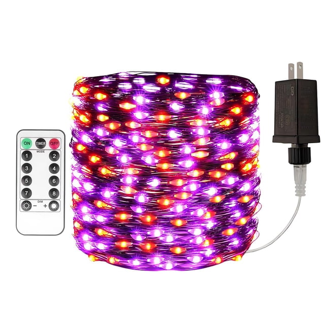 Fairy Lights RESNICE, 200 pies, 600 LED, resistentes al agua, morado/naranja
