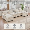 thumbnail image 6 of Villeston 126.77" U-Shaped Cloud Sofa With Chaise Lounge, Chenille Sofa With Wireless Charging, Bluetooth Speaker, Two Cup Holders, Storage Drawer, Suitable For Living Room,Beige, 6 of 9