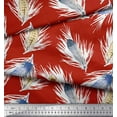 thumbnail image 3 of Soimoi Red polyester Crepe Fabric Print Feather Decor Fabric Printed Yard 52 Inch Wide, 3 of 3