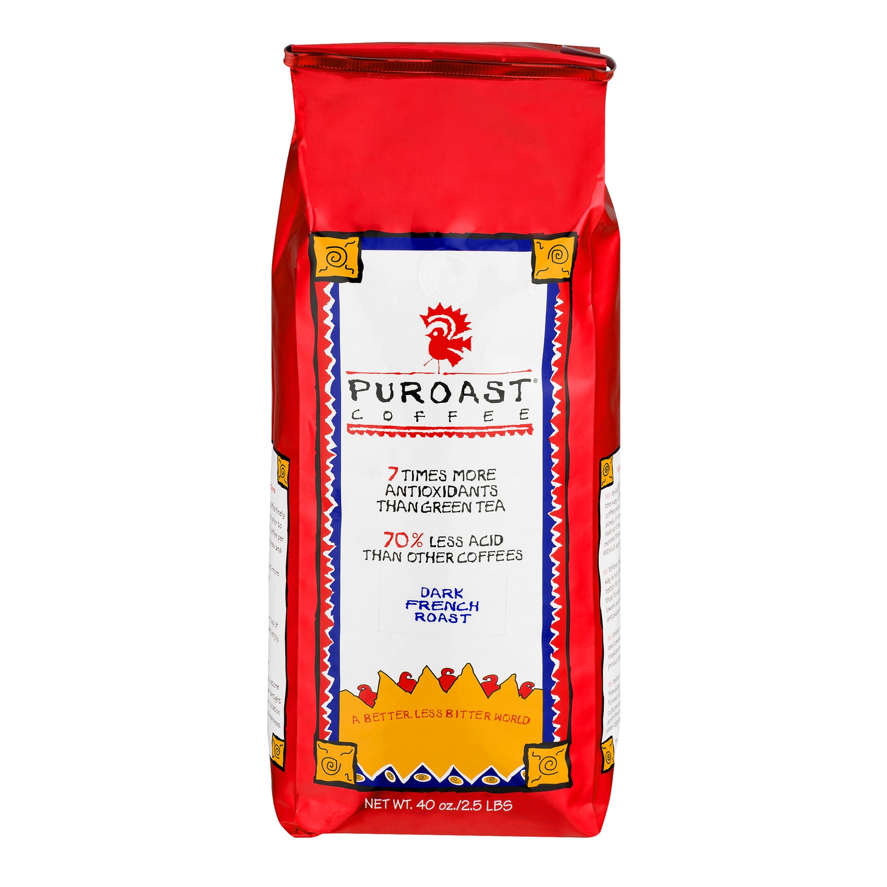 Puroast French Dark Roast Low Acid Ground Coffee, 40 oz Bag Walmart