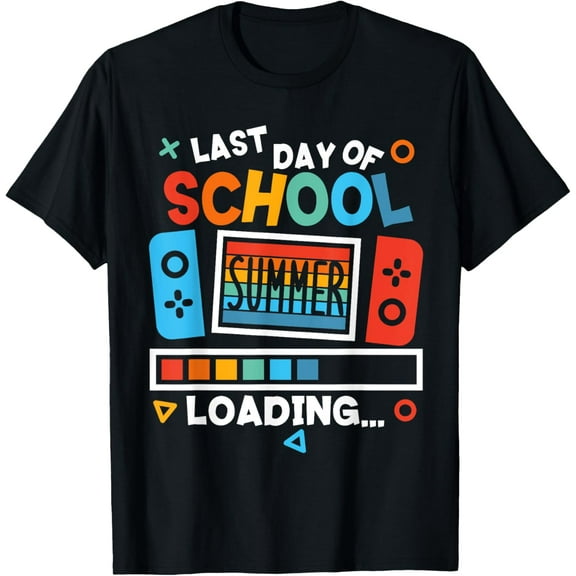Funny Last Day Of School Gaming Teacher Student Boys Kids T-Shirt Tops Tee