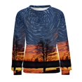 thumbnail image 7 of Galaxy Star Outer Space Women's Floral Printed Sweatshirt Long Sleeve Crewneck Casual Loose Vintage Graphic Pullover Tops, 7 of 7