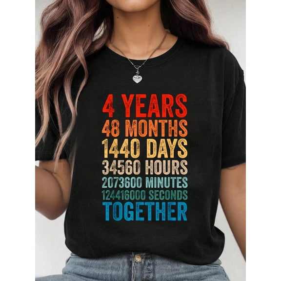 Retro 4th Anniversary Shirt 4 Years Together Gift for Men Women Vintage Style Wedding Anniversary Tee Husband Wife Present