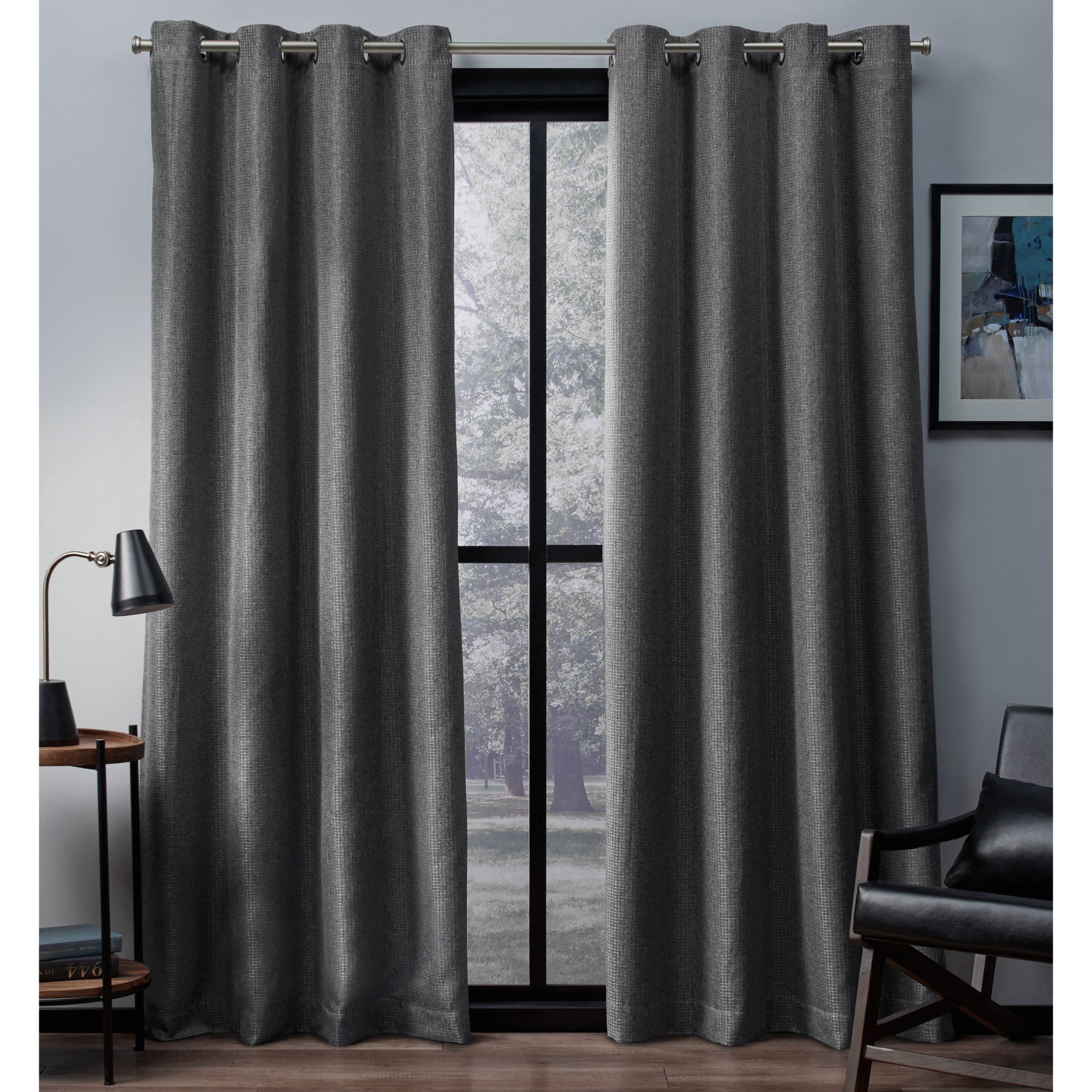 Exclusive Home Curtains 2 Pack Eglinton Woven Blackout Grommet Top