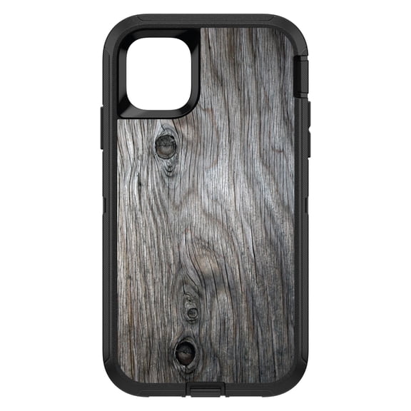 DistinctInk Custom SKIN / DECAL compatible with OtterBox Defender for iPhone 11 Pro (5.8" Screen) - Grey Weathered Wood Grain Print - Printed Wood Grain Image