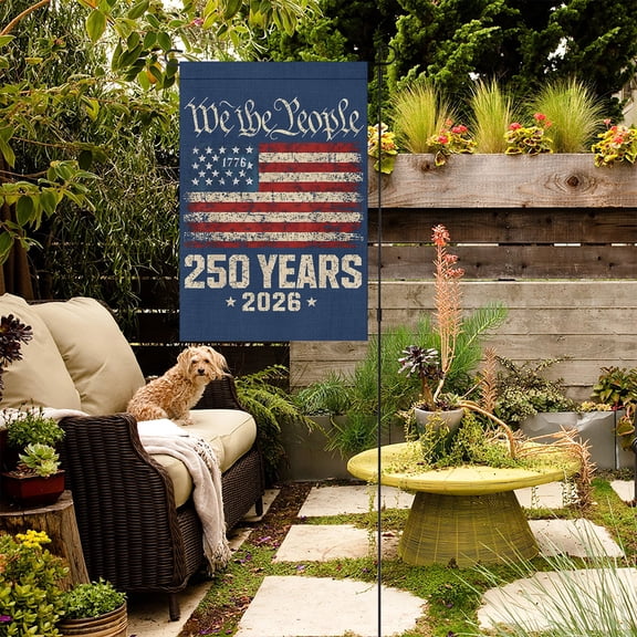 250 Years of We the People 1776-2026 Garden Flag - Patriotic Burlap Yard Flag for Outdoor Decor Subtitle: Double Sided USA Independence Anniversary Flag for 4th of July