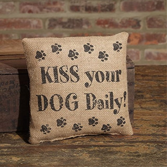 Small Burlap Kiss Your Dog Daily Pillow 8x8 Walmart Com