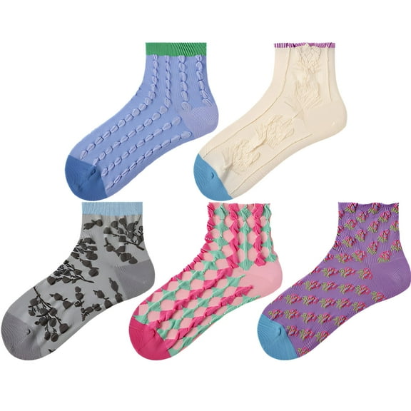 TELOLY 5Pairs Ankle Socks for Women,Womens No Show Socks,Cotton Low Cut Socks