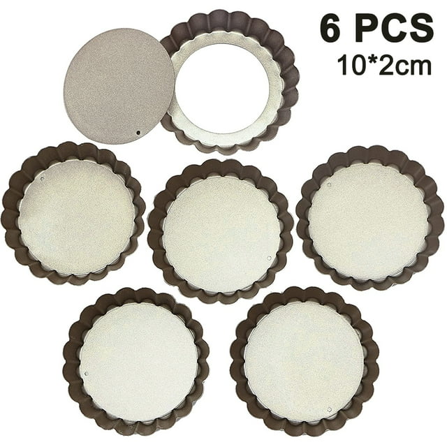 6 moldes para tartas antiadherentes de alta resistencia con fondo extraíble, moldes para quiche de fondo suelto extraíbles, molde para pasteles Adepaton 2033880-2