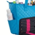 thumbnail image 6 of KIOTA Beauty Bag - Ideal for Bottles - Makeup Brush Storage Pocket and Outer Pockets - Quilted Finish Shoulder Bag Cosmetic Organizer - Azure, 6 of 9