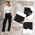 thumbnail image 4 of Temofon Fleece Lined Sweatpants for Women Cotton Wide Leg Soft Lounge Pants Black Comfy Womens Sweatpant with Pockets M, 4 of 8