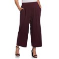 thumbnail image 1 of Ella Rafaella Pantalon Capri Décontracté à Grand Bande pour Femmes, Violet, Grande Taille, 3X, 1 of 1