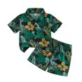 thumbnail image 2 of Boys Hawaiian Outfit 2Pcs Set Summer Beach Button-Down Shirt Top + Shorts for Kids 2-9 Years Green 9-12 Months, 2 of 5