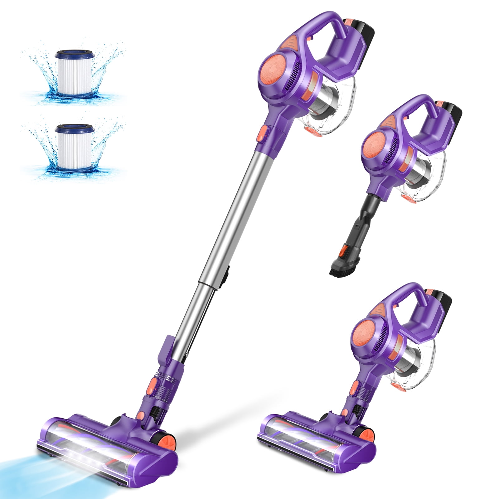 Moosoo Stick Vacuum Cleaner, 24Kpa Cordless Vacuum with Ergonomic Design, for Hardwood Floor