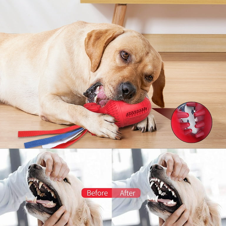 MASBRILL Dog Toys Indestructible Dog Chew Toys for Large Breed Aggressive  Chewers Tough Dog Teething Toys for Pet Teeth Cleaning, Natural Rubber