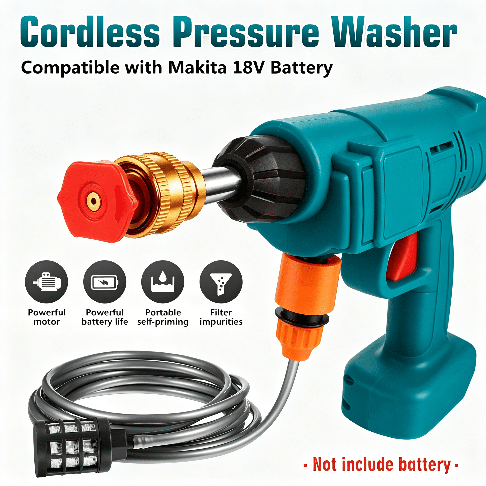 CURYMAY 2026 New 1 Set Cordless Pressure Washer Portable Pressure Washer Cleaner with Accessories for Cars Boats for Car, Boat, Patio, Driveway, Deck, Outdoor Cleaning