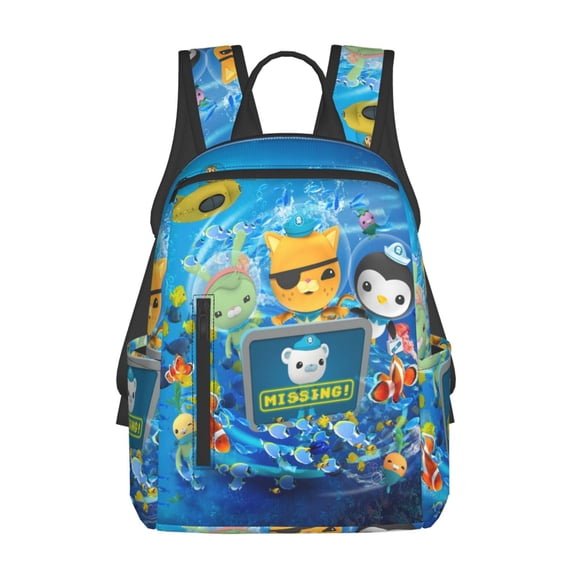 Octonau-t Laptop Backpack with Compartment Cartoon Printed Laptop Bag Daypack for Travel 14.7 Inch