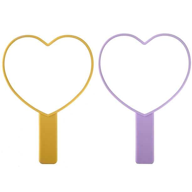 Espejo de mano de viaje en forma de corazón, espejo de mano cosmético con mango