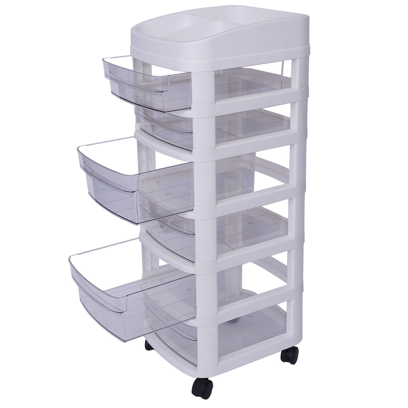 FETCOI Drawer Storage Cart Rolling Storage Cart Storage Drawer Cart Organizer Cart with 6 Plastic Drawers on Wheels Craft Storage Tower Drawers
