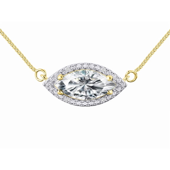 RYLOS Necklace Yellow Gold 14K Lucky Eye Necklace Marquise Gemstone & Diamonds Pendant 18" Chain 12X6MM White Topaz April Birthstone Womens Jewelry Gold Necklace