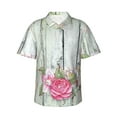 thumbnail image 1 of Balery Vintage Wood with Floral Camisas hawaianas de manga corta para hombre, camisas playeras de corte holgado, camisas de vacaciones con botones,X-Large, 1 of 7