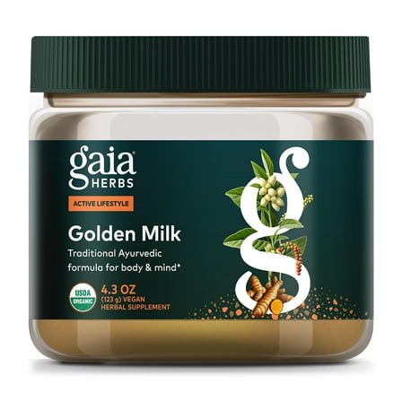 Gaia Herbs Golden Milk - Traditional Relaxation Support Supplement Powder with Organic Turmeric, Black Pepper, Ashwagandha, Cardamom & More for an Ayurvedic Cup of Calm* - 4.3 Oz (About 35 Servings)