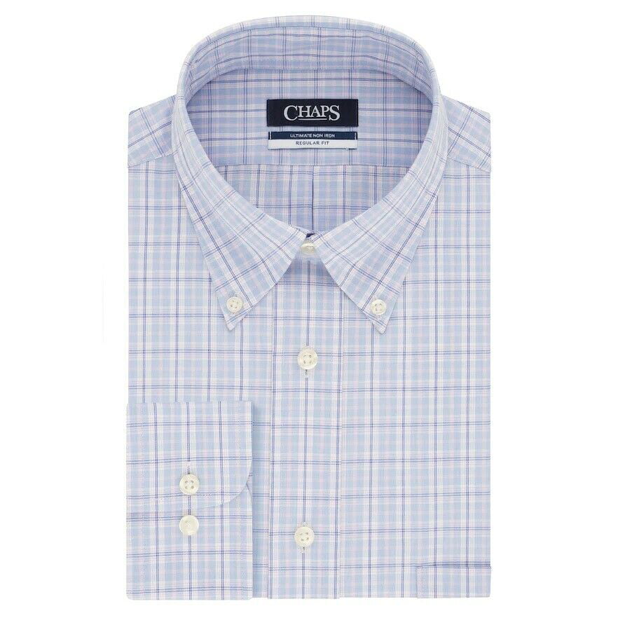 Men's Chaps Regular-Fit No-Iron Stretch Spread-Collar Dress Shirt New 
