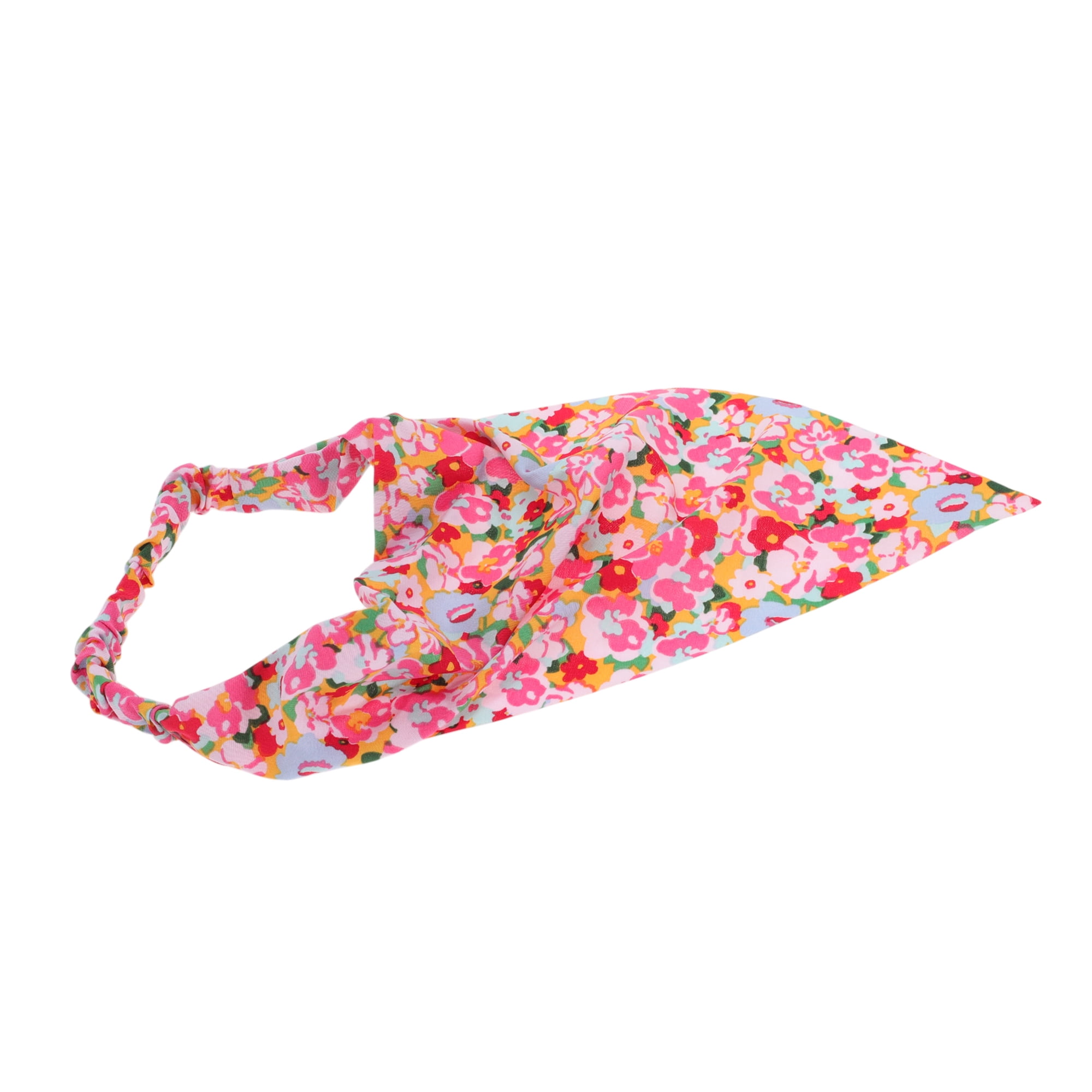 Unique Bargains 1pc Floral Elastic Headwrap for Hair Styling Yellow Pink Red