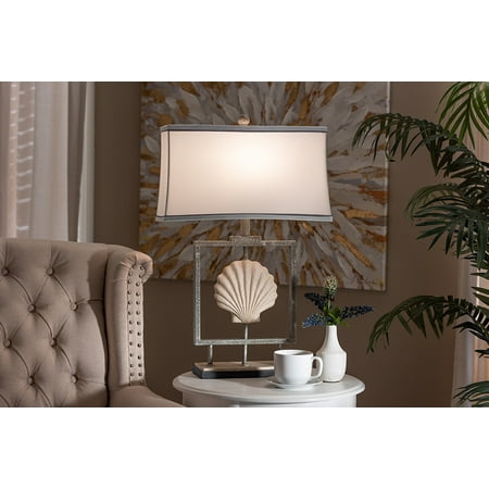 Seashell Table Lamp Baxton Studio Treasa Modern and Contemporary Antique Silver Metal Framed Seashell Table Lamp ()