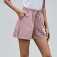 thumbnail image 4 of Charmgo Womens Shorts Clearance, Women Solid High Waist Cotton and Linen Shorts Pants Casual Beach Shorts Running Shorts for Women Shorts for Women Capri Pants for Women Pink, 4 of 7