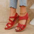 thumbnail image 5 of Women's Comfortable Platform Wedges Sandals Low Wedge Sandals Ankle Strap Heel Sandal Summer Wedding Walking Shoes Red Women Sandal, 5 of 9