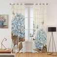 thumbnail image 2 of Kitchen Curtains 84 Inch Length 2 Panels, Blue Hydrangea Grommets Window Treatment Curtain, Spring Floral Leaves Butterfly Vintage Beige Thermal Curtains Drapes for Living Room/Bathroom, 2 of 9