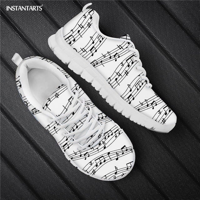 Chaussures Décontractées Motifs Notes de Musique Mignonnes pour Femmes 2021 Chaussures Plates Marque Designer Lacets Espadrilles Chaussures Filles Extérieur