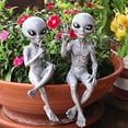 thumbnail image 5 of Alien Ledge Loungers 'Peace & Quiet' 10 INCH H Extraterrestrial Statues Set -  Alien Gray, 5 of 7