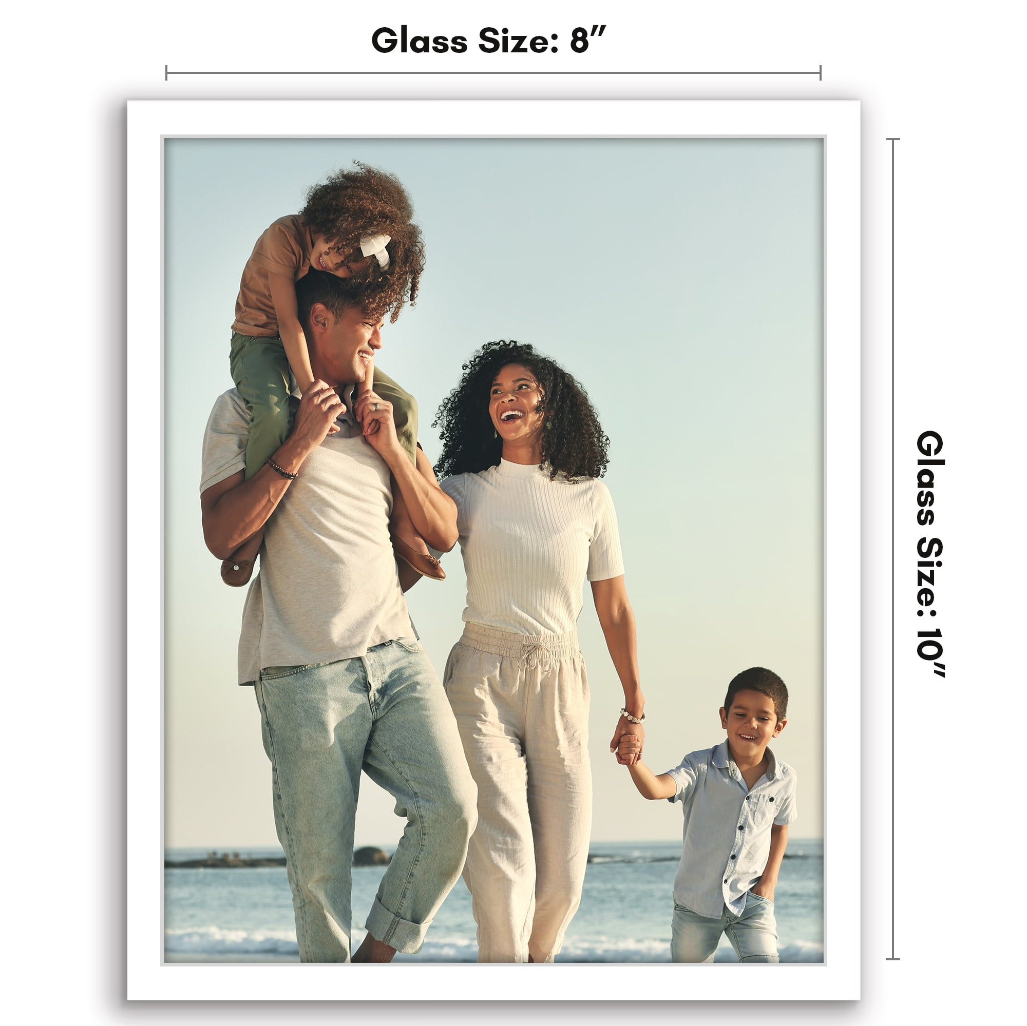 Americanflat 8x10 Picture Frame with Shatter-Resistant Glass Streamline Collection Thin Border Photo - White