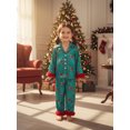 thumbnail image 4 of Cjfdfy Toddler Baby Girl Christmas Silk Stain Pajamas Set Kids Girls PJS Set Sleepwear Fall Winter Clothes Pumpkin Bow Print Long Sleeve Button Down Shirt with Long Pants Set Loungewear 1-8Y, 4 of 9
