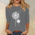 thumbnail image 2 of Plebaso Chemises à Manches 3/4 pour Femmes Col Rond Imprimé Hauts Amples Printemps Été 2025 Blouses pour Femmes, 2 of 4
