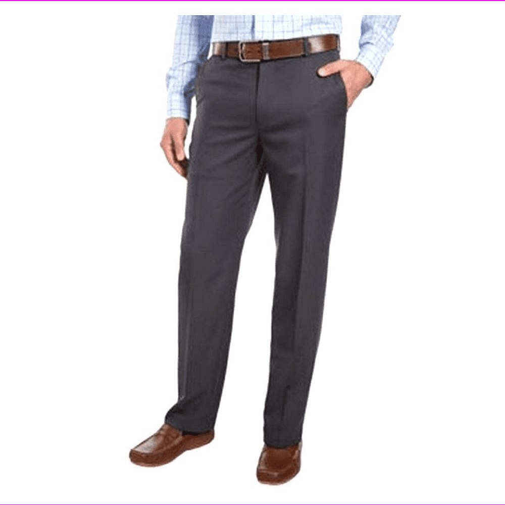 Men's Straight Fit Flat Front Chino Pants 32x30/Charcoal - Walmart.com