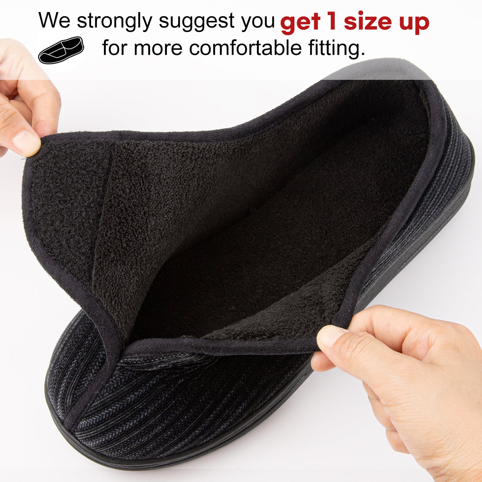 LongBay Men's Adjustable Diabetic Slippers with Memory Foam photo 2