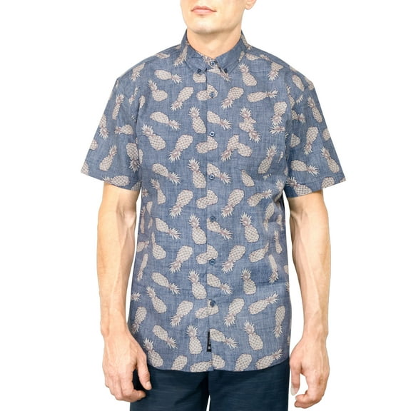 Visive Mens Big And Tall Short Sleeve Button Shirt, Printed Pineapple Shirts