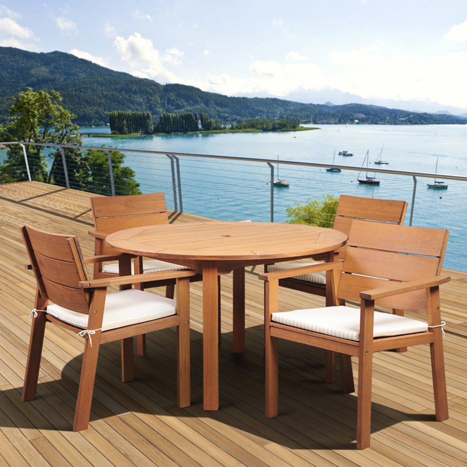 Amazonia Deerfield Eucalyptus Patio Dining Set Seats 4