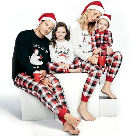 Family Xmas Pjs Family Matching Christmas Pajamas PJs Sets Kids Parents Sleepwear Nightwear Baby 70-100 Kids 2-5T Adult S-XL ()