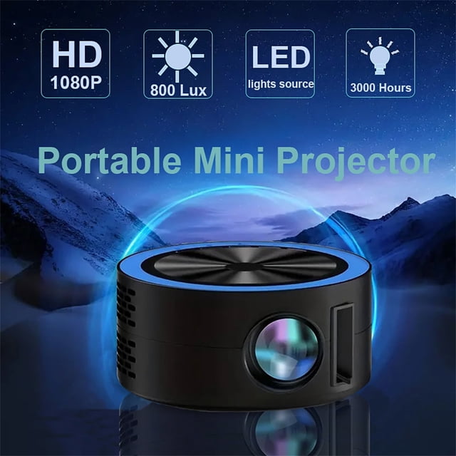 Miniproyector portátil de 1080p, proyector de películas para exteriores, proyector de video LED para películas en casa, proyector de películas con interfaz USB y control remoto, proyector