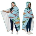 thumbnail image 2 of Wearable Blanket,Blue Cartoon Dinosaurs Names Pattern Hooded Wearable Flannel Blanket for Adults & Teens with Buckle,Winter Poncho Shawl Wrap Cape,60"x80", 2 of 5