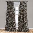 thumbnail image 2 of Retro Window Curtains, Groovy Inspired Neutral Colors Boho Swirling Dots Pattern Cirlce Art, Lightweight Decor 2-Panel Set with Rod Pocket, Pair of - 28"x63", Dark Blue Grey and Marigold, by Ambesonne, 2 of 3