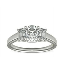 1.00 Carat Brilliant Round Cut Natural Diamond Three Stone Beautiful Ring for Engagement Solid 14K White Gold Size 9
