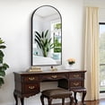 thumbnail image 4 of Arched Wall Mirror 24x20 Inch Black Metal Frame Tempered Glass Large Decorative Crystal Clear Shatterproof Mirror for Entryway Living Room Mantel Bathroom, 4 of 9