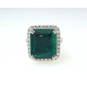 Zambian Emerald & Diamond 14KW Ring