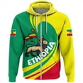 thumbnail image 3 of Sudadera con capucha con cremallera para hombre y mujer, con estampado 3D de la bandera de Etiopía, país de África, emblema nacional etíope, ropa de calle, 3 of 4