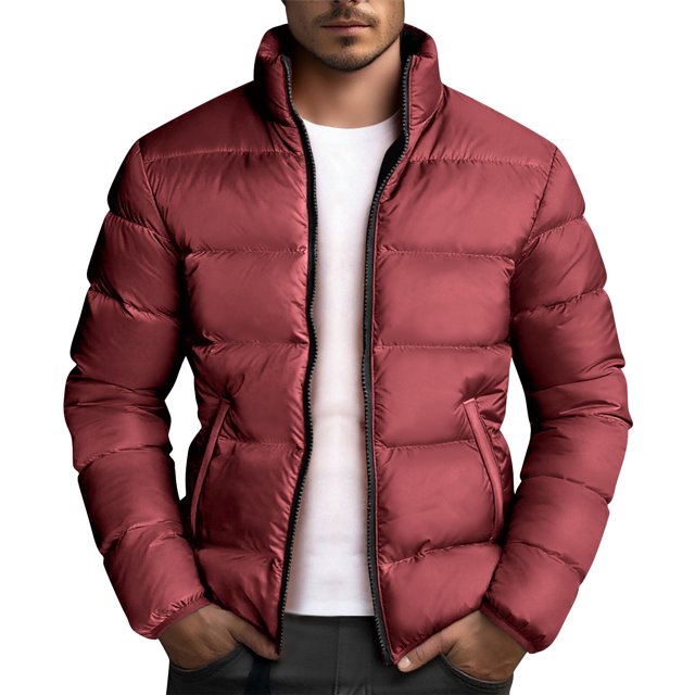 Mens Fleece Jacket, Solid Color Pocket Jacket with Warm Fleece Lining
